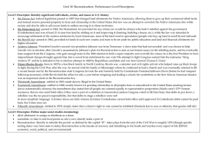 Unit 10: Reconstruction- Performance Level Descriptors Level I