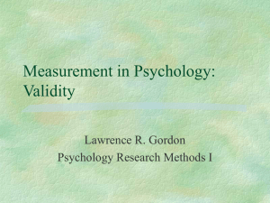 Measurement in Psychology: Validity