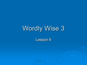 Wordly Wise Lesson 6 - The John Crosland School