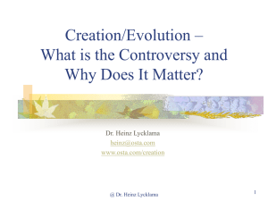 Intorduction to the Creation/Evolution Controversy