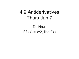4.1 Antiderivatives Thurs Jan 27