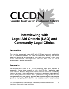 Legal Aid Ontario (LAO) and Community Legal Clinics