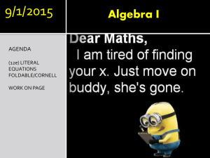 Literal Equations and Functions PowerPoint