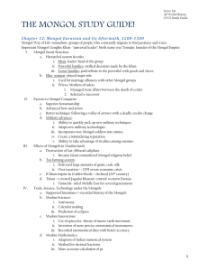 Grace Lin AP World History CH 12 Study Guide THE MONGOL