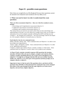 Paper II – possible exam questions 110413