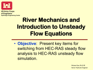 River Mechanics and Introduction to Unsteady Flow Equations