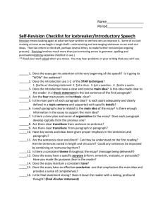 Self-Revision Checklist for Icebreaker Introductory Speech