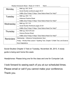 Weekly Homework Sheet - Week of 11/18/13 Name Monday ___