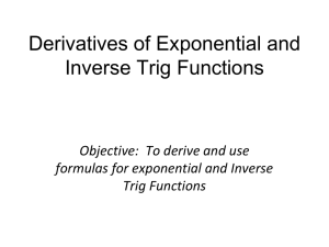 Derivatives of Exponential and Inverse Trig Functions
