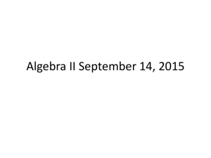 Algebra II September 14, 2015