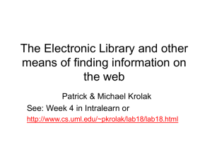 The Electronic Library and other means of finding information on the