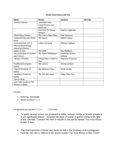 Gothic Short Story Unit Test Review 2013