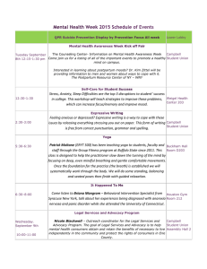 Mental Health Week 2015 Schedule of Events