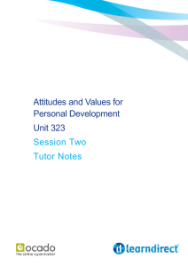 Attitudes and Values for Personal Development Unit 323 Session