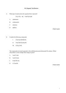 SL Organic Test Review 1. What type of reaction does the equation
