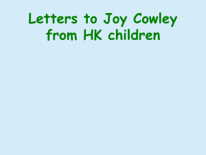 Letters to Joy Cowley from HK children