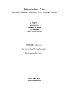 An Annotated Bibliography and Literature Review of Gaming in