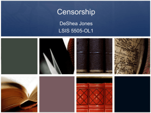 Censorship-Assignment 10, LSIS 5505, DeShea Jones