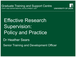 Workshop: Effective research supervision (Sears)