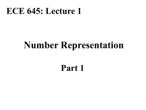 Lecture 1: Number Representation