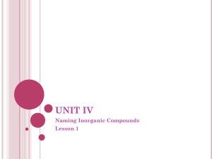 UNIT 4 Naming Inorganic Compounds KEY
