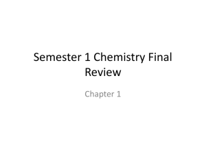 Semester 1 Chemistry Final Review
