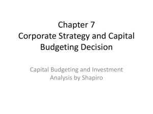 Chapter 7 Corporate Strategy and Capital Budgeting Decision