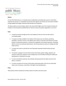 St Croix Falls Public Library Bylaws, Mission & Policies Revised