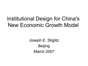 Insitutional Design for China's New Economic Growth Model