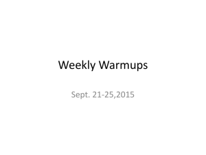 Weekly Warmups