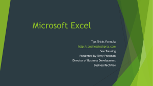 Seguin Chamber of Commerce Microsoft Excel Training Class