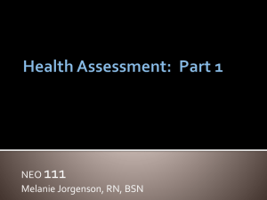 Health Assessment: Part 1