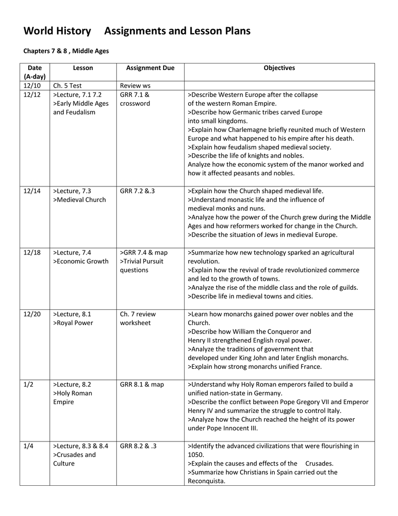 History Lesson Plan Template