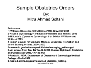 OBS and GYN orders - Medical Education Online