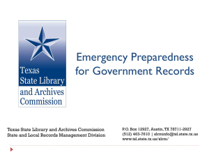 Emergency Preparedness - Special Presentation for Texas