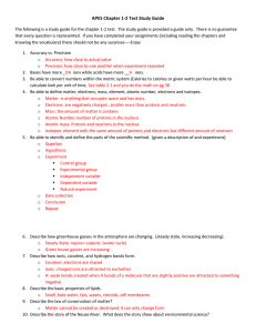 APES Chapter 1-2 Test Study Guide The following is a study guide