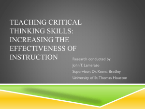 Teaching Critical Thinking Skills: Increasing the
