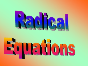 Radical Functions and Equations