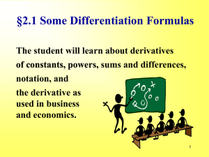 2.1 Some Differentiation Formulas
