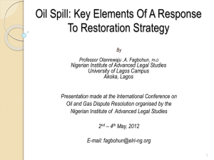 Oil Spill - Key Element of a Response to Restoration Strategy