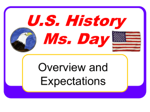 US History Ms. Day - Ms. Day's U.S. History Class