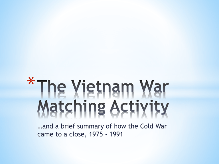 The Vietnam War Matching Activity