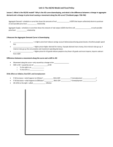 Unit 3: The AD/AS Model and Fiscal Policy Lesson 1: What is the AD