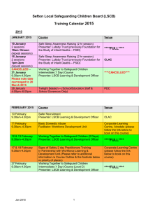 Training Calendar 2015 - Sefton Local Safeguarding Children Board