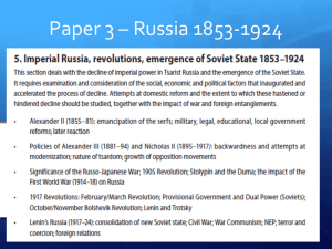 Paper 3 * Russia 1853-1924