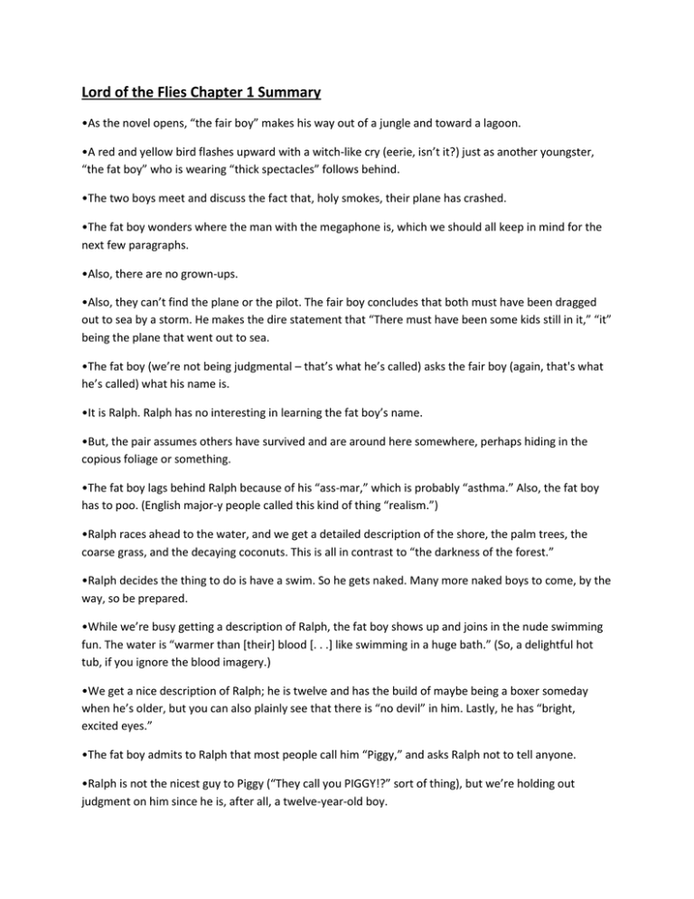 Lord Of The Flies Chapter 1 Summary