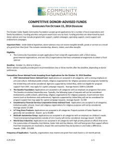 competitive donor-advised funds Guidelines For October 15, 2014