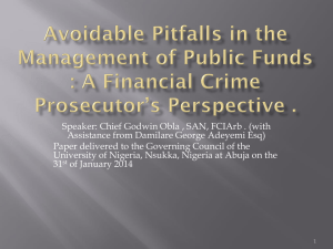 Avoidable Pitfalls in the Management of Public Funds : A Financial