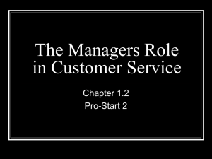 The Managers Role in Customer Service