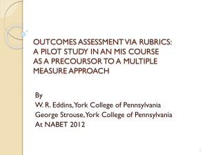 outcomes assessment via rubrics: a pilot study in an mis course as a